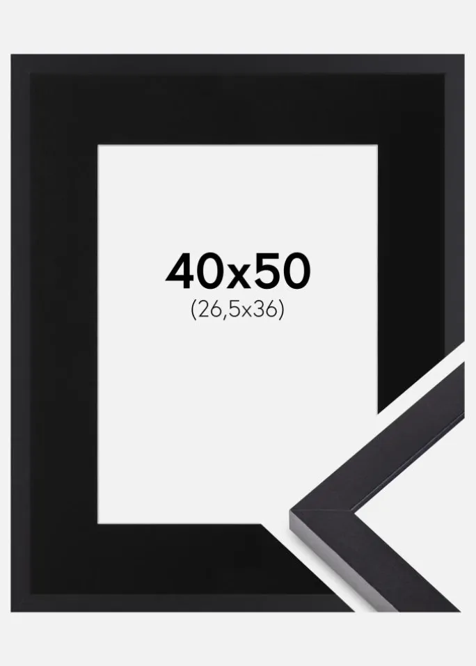 Ramme Selection Sort 40x50 cm - Passepartout Sort 27,5x37 cm