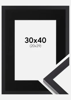 Ramme Selection Sort 30x40 cm - Passepartout Sort 21x30 cm