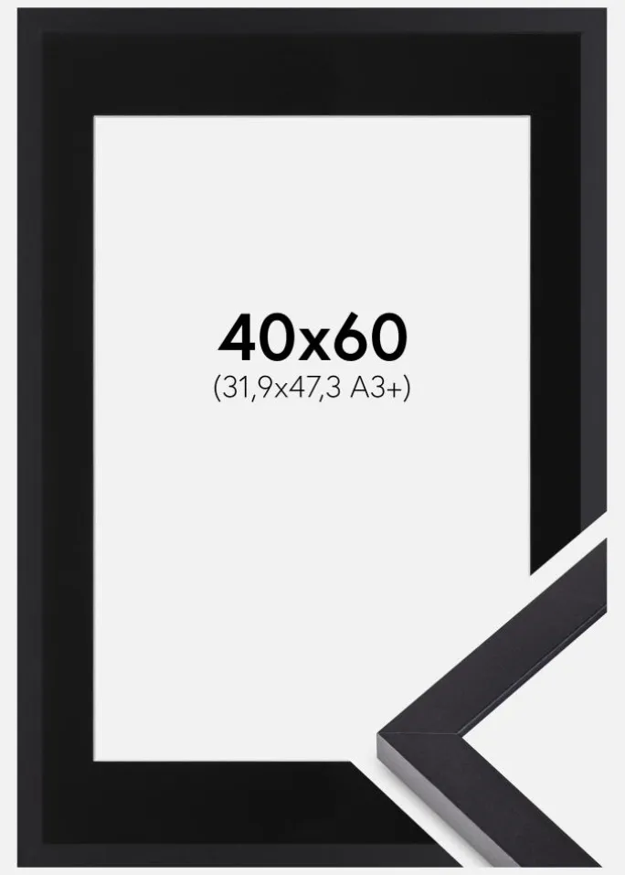Ramme Selection Sort 40x60 cm - Passepartout Sort 32,9x48,3 cm (A3+)