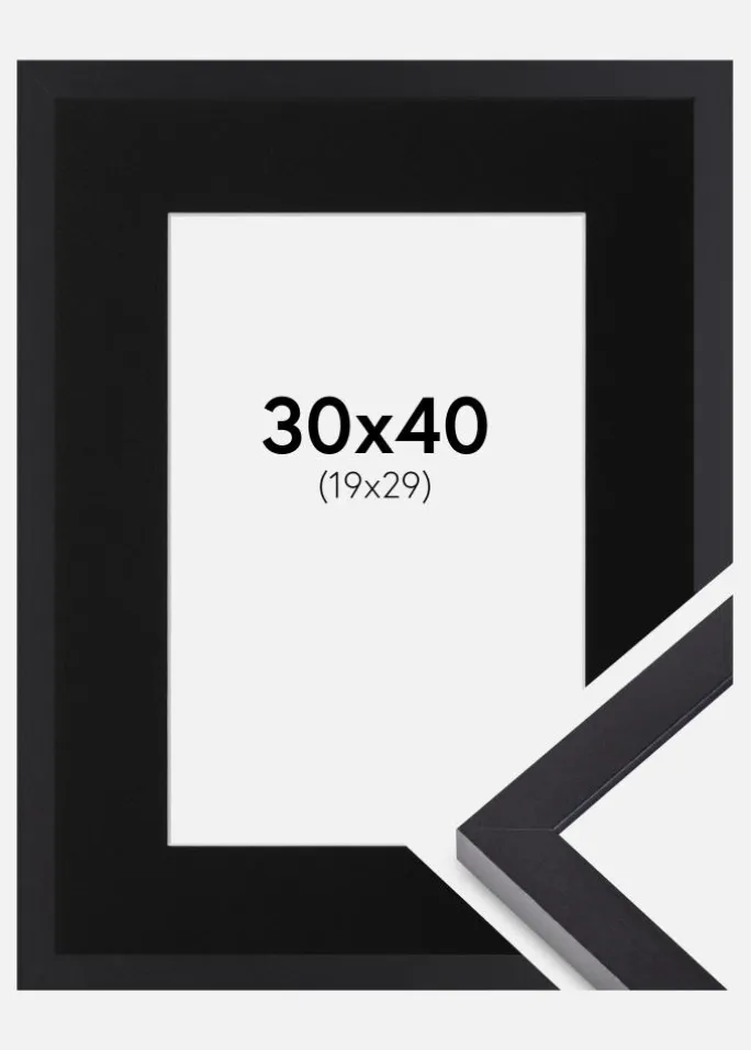Ramme Selection Sort 30x40 cm - Passepartout Sort 20x30 cm
