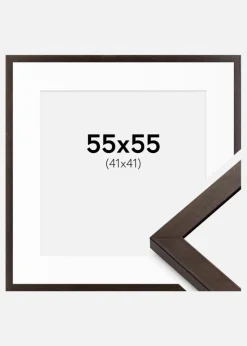 Ramme Selection Valnød 55x55 cm - Passepartout Hvid 42x42 cm