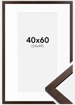 Ramme Selection Valnød 40x60 cm - Passepartout Hvid 25x50 cm