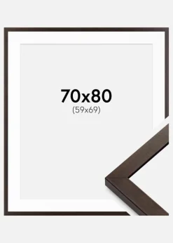 Ramme Selection Valnød 70x80 cm - Passepartout Hvid 60x70 cm