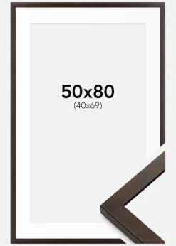 Ramme Selection Valnød 50x80 cm - Passepartout Hvid 41x70 cm