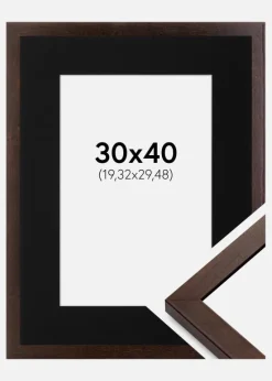 Ramme Selection Valnød 30x40 cm - Passepartout Sort 8x12 inches