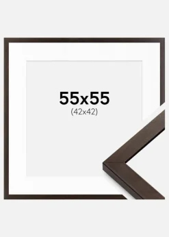 Ramme Selection Valnød 55x55 cm - Passepartout Hvid 43x43 cm