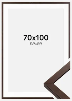 Ramme Selection Valnød 70x100 cm - Passepartout Hvid 60x90 cm