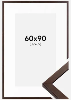 Ramme Selection Valnød 60x90 cm - Passepartout Hvid 40x70 cm