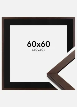 Ramme Selection Valnød 60x60 cm - Passepartout Sort 50x50 cm