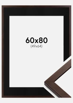 Ramme Selection Valnød 60x80 cm - Passepartout Sort 50x65 cm