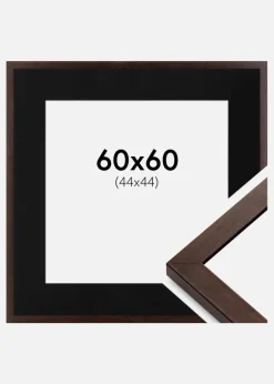 Ramme Selection Valnød 60x60 cm - Passepartout Sort 45x45 cm