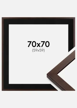 Ramme Selection Valnød 70x70 cm - Passepartout Sort 60x60 cm