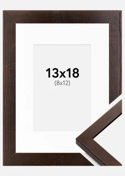 Ramme Selection Valnød 13x18 cm - Passepartout Hvid 9x13 cm