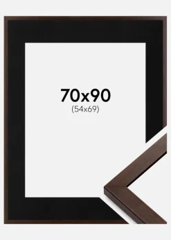 Ramme Selection Valnød 70x90 cm - Passepartout Sort 55x70 cm