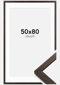 Ramme Selection Valnød 50x80 cm - Passepartout Hvid 42x70 cm
