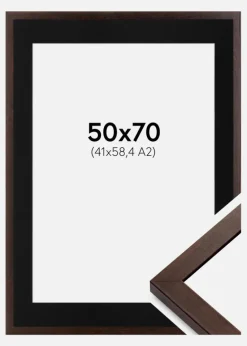 Ramme Selection Valnød 50x70 cm - Passepartout Sort 42x59,4 cm (A2)