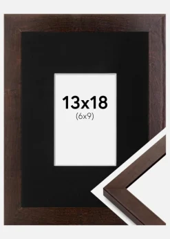 Ramme Selection Valnød 13x18 cm - Passepartout Sort 7x10 cm