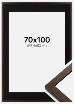 Ramme Selection Valnød 70x100 cm - Passepartout Sort 59,4x84 cm (A1)