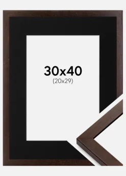 Ramme Selection Valnød 30x40 cm - Passepartout Sort 21x30 cm