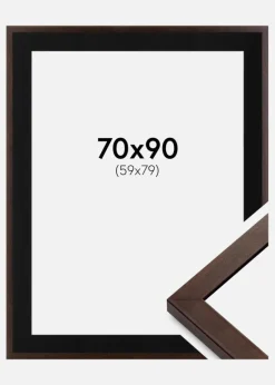 Ramme Selection Valnød 70x90 cm - Passepartout Sort 60x80 cm