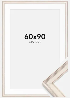 Ramme Shabby Chic Hvid 60x90 cm - Passepartout Hvid 50x80 cm