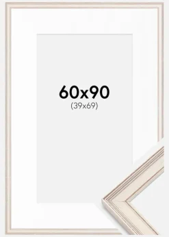 Ramme Shabby Chic Hvid 60x90 cm - Passepartout Hvid 40x70 cm