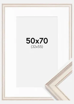 Ramme Shabby Chic Hvid 50x70 cm - Passepartout Hvid 33x56 cm