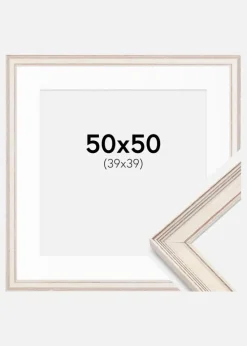 Ramme Shabby Chic Hvid 50x50 cm - Passepartout Hvid 40x40 cm
