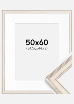 Ramme Shabby Chic Hvid 50x60 cm - Passepartout Hvid 14x18 inches