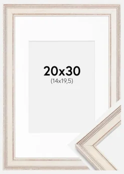 Ramme Shabby Chic Hvid 20X30 cm - Passepartout Hvid 15x21 cm (A5)