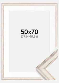 Ramme Shabby Chic Hvid 50x70 cm - Passepartout Hvid 16x24 inches