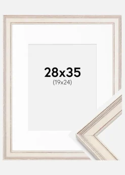 Ramme Shabby Chic Hvid 28x35 cm - Passepartout Hvid 20x25 cm