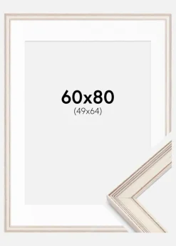 Ramme Shabby Chic Hvid 60x80 cm - Passepartout Hvid 50x65 cm