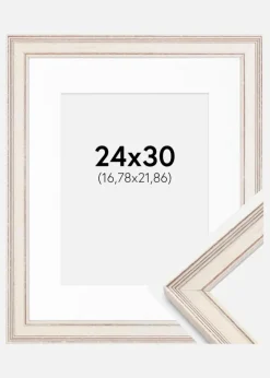 Ramme Shabby Chic Hvid 24x30 cm - Passepartout Hvid 7x9 inches