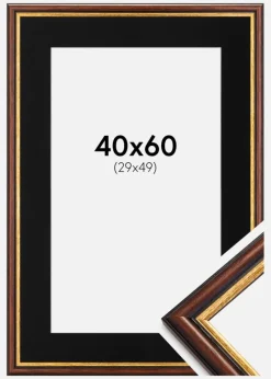 Ramme Siljan Brun 40x60 cm - Passepartout Sort 30x50 cm
