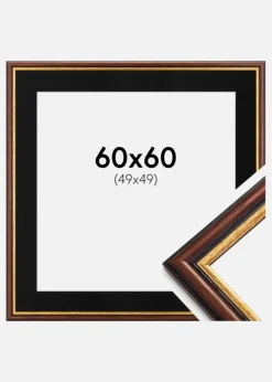 Ramme Siljan Brun 60x60 cm - Passepartout Sort 50x50 cm