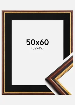 Ramme Siljan Brun 50x60 cm - Passepartout Sort 40x50 cm