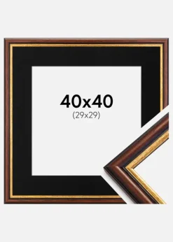 Ramme Siljan Brun 40x40 cm - Passepartout Sort 30x30 cm