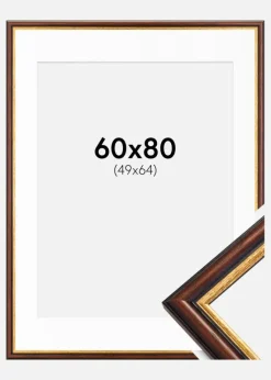 Ramme Siljan Brun 60x80 cm - Passepartout Hvid 50x65 cm