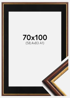 Ramme Siljan Brun 70x100 cm - Passepartout Sort 59,4x84 cm (A1)