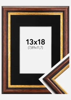 Ramme Siljan Brun 13x18 cm - Passepartout Sort 3,5x5 inches