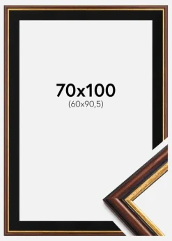 Ramme Siljan Brun 70x100 cm - Passepartout Sort 61x91,5 cm