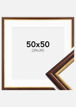 Ramme Siljan Brun 50x50 cm - Passepartout Hvid 40x40 cm