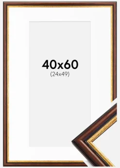 Ramme Siljan Brun 40x60 cm - Passepartout Hvid 25x50 cm