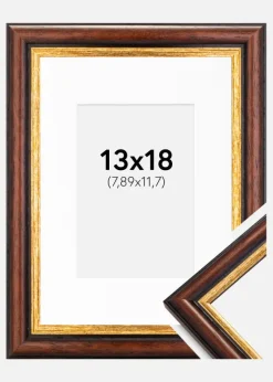 Ramme Siljan Brun 13x18 cm - Passepartout Hvid 3,5x5 inches