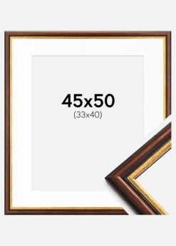 Ramme Siljan Brun 45x50 cm - Passepartout Hvid 34x41 cm