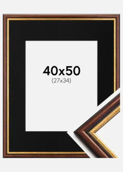 Ramme Siljan Brun 40x50 cm - Passepartout Sort 28x35 cm