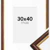 Ramme Siljan Brun 30x40 cm - Passepartout Hvid 18x27 cm