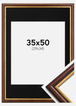 Ramme Siljan Brun 35x50 cm - Passepartout Sort 30x35 cm