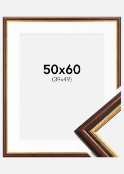 Ramme Siljan Brun 50x60 cm - Passepartout Hvid 40x50 cm